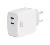 ACT 65 W 2 ports USB-C Chargeur, Power Delivery PPS, adaptateur GaNFast sans câble de charge, prise USB, iPhone, MacBook Air M1/M2, iPad, Android - AC2165