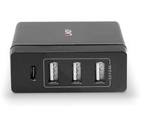 Lindy - Adaptateur secteur - 72 Watt - 3 A - PD 3.0 - 4 connecteurs de sortie (3 x USB Type A, USB-C) - noir