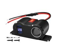 Adaptateur secteur allume-cigare 12 V avec double prise USB 120 W, voltmètre LED et multiprise LED.(Dual QC3.0)