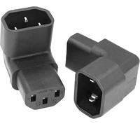 Adaptateur Secteur C14 à C13 Adaptateur de rallonge Secteur IEC 320 mâle C14 à 90 degrés UP à Angle Droit IEC Femelle C13, 2Pcs