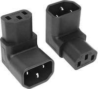 Adaptateur Secteur C14 vers C13 Adaptateur de rallonge Secteur IEC 320 mâle C14 vers IEC Femelle C13 à 90 degrés vers Le Bas et à Angle Droit, 2PCS