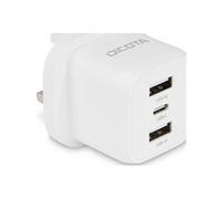 - Adaptateur secteur - compact, ordinateur portable - 32 Watt - 3 A - 3 connecteurs de sortie (24 pin USB-C, 2 x USB) - blanc - Royaume-Uni
