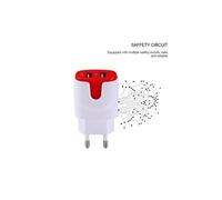 Adaptateur Secteur Couleur USB pour ONEPLUS 6 Smartphone Tablette Double Prise Murale 2 Ports Courant AC Chargeur (ROUGE)
