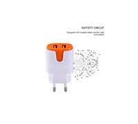 Adaptateur Secteur Couleur USB pour ONEPLUS 6 Smartphone Tablette Double Prise Murale 2 Ports Courant AC Chargeur (ORANGE)