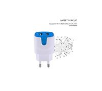 Adaptateur Secteur Couleur USB pour ONEPLUS 6 Smartphone Tablette Double Prise Murale 2 Ports Courant AC Chargeur (BLEU)