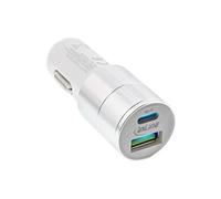 Inline - Adaptateur D'alimentation Pour Voiture - 3 A - Qc 3.0 - 2 Connecteurs De Sortie (Usb, Usb-C) - Blanc