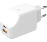 Adaptateur Secteur Double Ports Charge Rapide 65W - Port Usb Et Usb C - Idéal Pour Charger Téléphones Tablette Ordinateur - Avec Lumière Tactile On Off - Ice-G Blanc