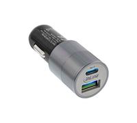 Adaptateur secteur du chargeur de voiture USB Charge rapide 3.0, 12 / 24VDC - 5V CC / 3A, USB-A + USB Type-C, noir