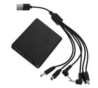 Adaptateur Secteur D'urgence avec Six Prises Dc pour Serrure de Porte | Boîtier en Plastique Noir, Alimentation Externe Portable, 6 Connecteurs Inclus, Secours pour Coupures et Installations