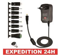 Adaptateur secteur - EU - 30W - Multi-tension - 3V à 12V - USB 5V 2.1A