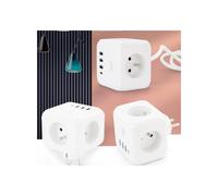 Adaptateur secteur européen 6 en 1 avec charge USB rapide et intelligente, ultra-compact, indispensable pour vos voyages en Allemagne et en France.