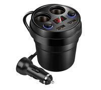Adaptateur Secteur for téléphone Portable avec Porte-gobelet, 2 Ports USB et 1 répartiteur Allume-Cigare 12V-24V
