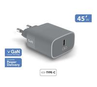 Chargeur maison 45W Power Delivery GaN Garanti à vie Gris - 100% Plastique recyclé Force Power