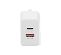 - Adaptateur secteur - GaN - 30 Watt - 1 A - 2 connecteurs de sortie (USB-C, USB) - blanc