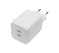Digitus - Adaptateur secteur - GaN - 65 watt - 3.25 A - PD 3.0 - 2 connecteurs de sortie (USB-C) - sur le câble : USB-C - blanc Blanc G
