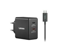 Lenovo Adaptateur secteur Dual USB‑C GaN Nano 65W – Charge rapide, volts réglables, câble 1,5 m Noir