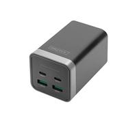- Adaptateur secteur - GaN, universel - 150 Watt - 5 A - PD 3.0 - 4 connecteurs de sortie (24 pin USB-C, USB) - noir, argent