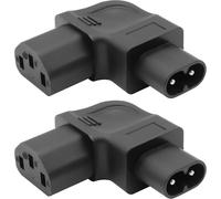 Adaptateur secteur IEC 320 C13 vers C8,2 adaptateurs C8 mâle vers C13 femelle coudé droit,2 broches,convertisseur CA 10 A,250 V,pour électronique (noir)