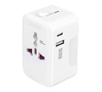 Adaptateur Secteur Internationale (UK, USA, AUS, NZ, EU) avec Ports USB + USB-C, Akashi - Blanc Akashi Blanc