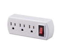 Adaptateur secteur mural Wideskall à 3 prises avec mise à la terre et interrupteur marche/arrêt, certifié ETL, lot de 1