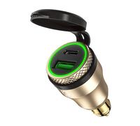 Adaptateur secteur Power Delivery, double chargeur rapide 3.0 pour moto, prise DIN Hella vers USB, compatible avec BMW, Triumph Tiger et Ducati, or,
