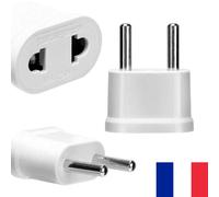 Adaptateur Secteur Prise US USA Americaine vers EU Europe France - Blanc