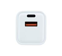- Adaptateur secteur - technologie GaN - 20 watt - 3 A - PD, QC 3.0 - 2 connecteurs de sortie (USB, USB-C)