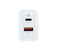 - Adaptateur secteur - technologie GaN - 45 Watt - 3 A - PD, QC 3.0 - 2 connecteurs de sortie (USB type A, 24 pin USB-C)