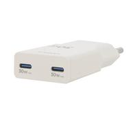 - Adaptateur secteur - ultra-compact - 30 Watt - PD/PPS, Fast Charge - 2 connecteurs de sortie (USB-C) - blanc - Europe