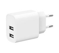 Gembird TA-UC-2A12-01 Chargeur Secteur USB 2 Ports 2.4A (5V/12W) Blanc avec Protection Surcharge/Court-circuit - Compatible Smartphone, Tablette