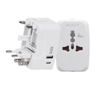 Adaptateur Universel De Voyage Avec 2 Sorties Usb - Blanc