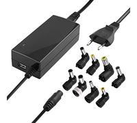 Adaptateur Secteur Universel stabilisé avec différents adaptateurs coudés 90° et Prise USB pour appareils jusqu'à 4500mA, entrée 230 V, Sortie 9 12 12 18 19 20 V DC, Noir