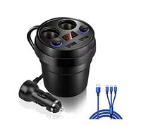 Adaptateur Secteur USB DC/5V 3,1A avec Affichage LED de la Tension et Allume-Cigare. Chargeur téléphone Portable 2 Prises(Groen)