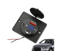 Adaptateur secteur - USB de voiture | Double prise de charge super rapide - Affichage de voltmètre LED 12 V 24 V pour camping-car, yacht, moto, boîtier de montage mural, prise USB étanche, chargeur no