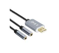 Adaptateur Splitter USB vers 2 Jack 3.5mm Audio et Micro U3532 Gris