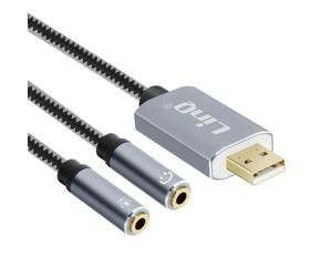 Adaptateur Splitter USB vers 2 Jack 3.5mm Audio et Micro U3532 Gris