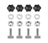 Adaptateur T-Track M6x35mm Écrou à rainure en T avec rondelles et écrous étoile, acier inoxydable résistant, vis de fixation pour barres de toit, coffres de toit et porte-vélos, T Track Adapter