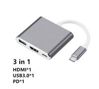 Adaptateur Thunderbolt 3 USB Type C Hub compatible HDMI 4K prise en charge Samsung Dex mode USB-C Dock avec PD pour MacBook Pro/Air 2021 - Type 3 IN 1 HUB