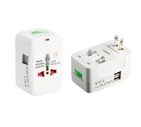 Adaptateur tout-en-un compatible avec plus de 180 pays, adaptateur de voyage universel au design compact et doté de deux ports de chargement USB,