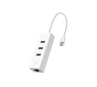 Adaptateur TP-LINK UE330C USB-C vers Ethernet Gigabit + Hub USB 3.2 Gen 1 3 ports Blanc