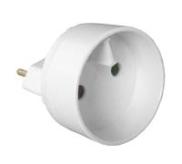 Adaptateur/Transformateur électrique avec terre - prise mâle 6A vers prise femelle 16A - Blanc - Zenitech