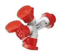 Adaptateur triple prise CEE à 3 prises triphasées 3P+T 16 A 400 V - IP67 industriel fabriqué en Italie (triple phase IP67)
