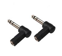 Adaptateur TRS 6,35 mm vers 3,5 mm à angle droit, 6,35 mm mâle vers 3,5 mm femelle 90 degrés stéréo casque audio adaptateur convertisseur connecteur