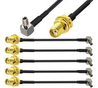 Adaptateur TS9 mâle SMA femelle câble pour antenne externe compatible Routeur 4G LTE modem hotspot, SMA femelle à prise TS9 câble à angle droit RG174, 5 pièces