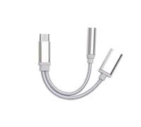 Adaptateur Type C/Jack pour Samsung Galaxy Book Smartphone Chargeur Ecouteurs 2 en 1 Casque (Argent)