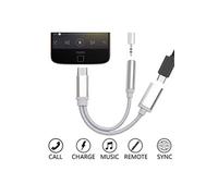 Adaptateur Type C/Jack pour SONY Xperia XZ2 Compact Smartphone Chargeur Ecouteurs 2 en 1 Casque (ARGENT)