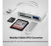 Adaptateur type c TF CF sD, lecteur de carte mémoire OTG, Compact FlashUsB-C pour lPad Pro Huawei Macbook samsung Xiaomi type c to USB White