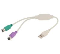 Adaptateur UAPS12 USB 2.0 PS/2 femelle x2, USB A mâle 0,3m blanc GEMBIRD
