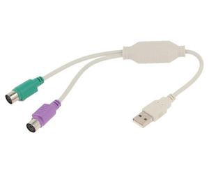 Adaptateur UAPS12 USB 2.0 PS/2 femelle x2, USB A mâle 0,3m blanc GEMBIRD