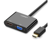Adaptateur Ugreen mini HDMI (mâle) - VGA (femelle) / HDMI (femelle) + mini jack 3,5mm (femelle) noir